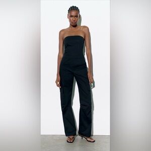 Zara Cargo Black Jumpsuit Sz Med